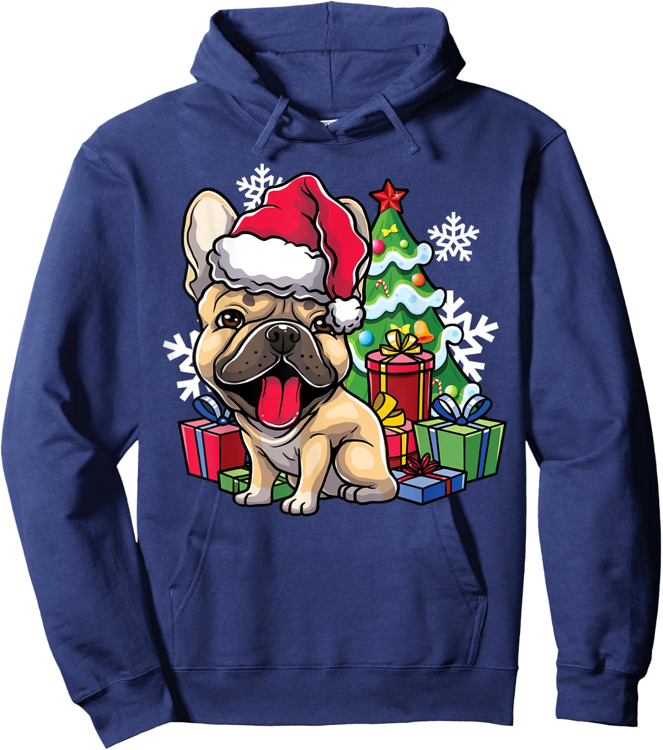 French Bulldog Christmas Santa Hat Xmas Dog Lover Gift Women Kids Hoodie - Hoodie | Navy