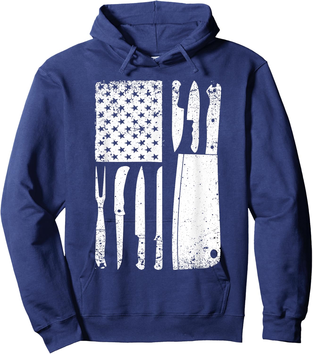 Funny Chef Knife American Flag Design Women Patriot Small Hoodie - Hoodie | Navy