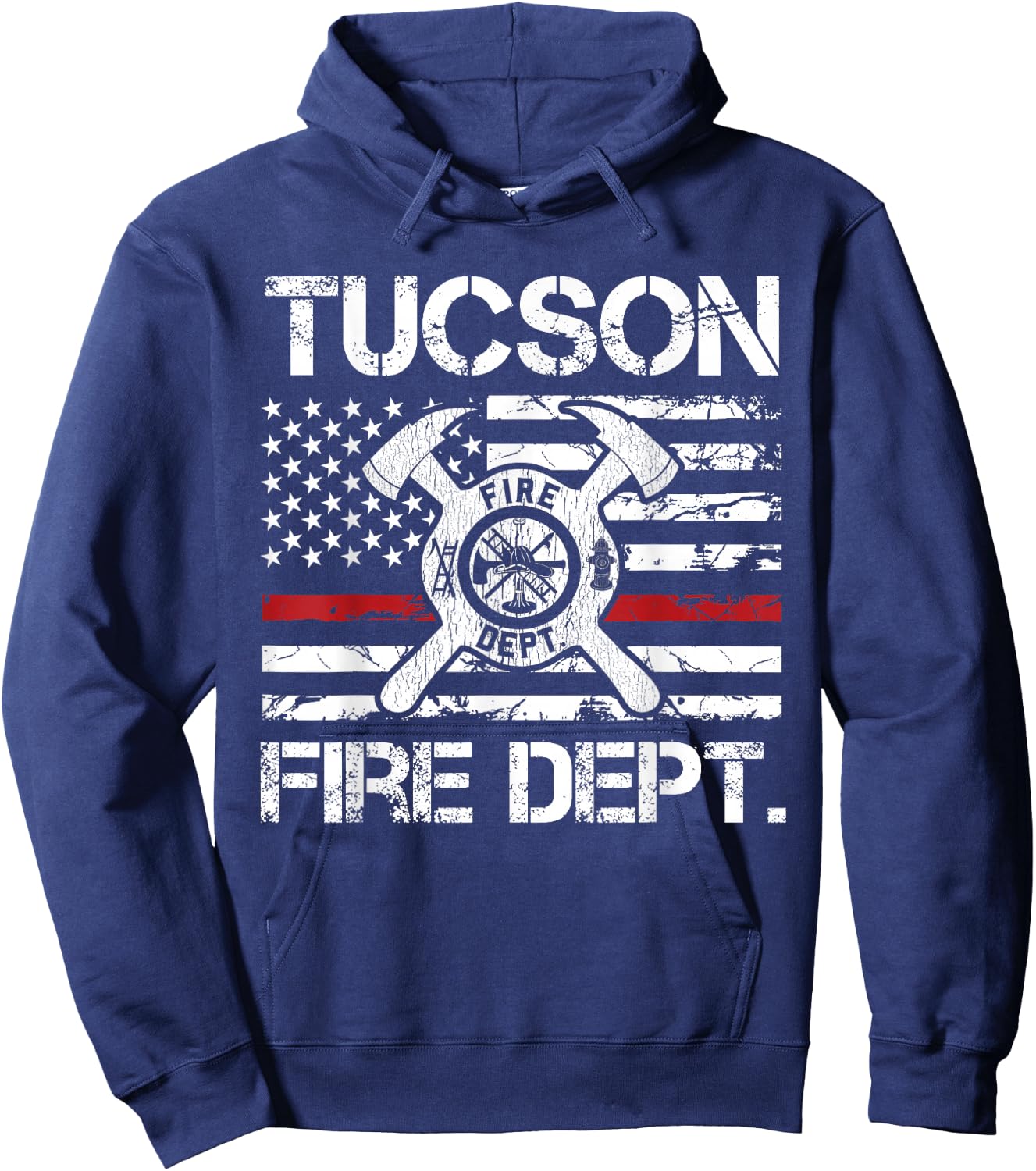 Tucson Arizona Fire Department Thin Red Line Fireman Hoodie - Hoodie | Navy