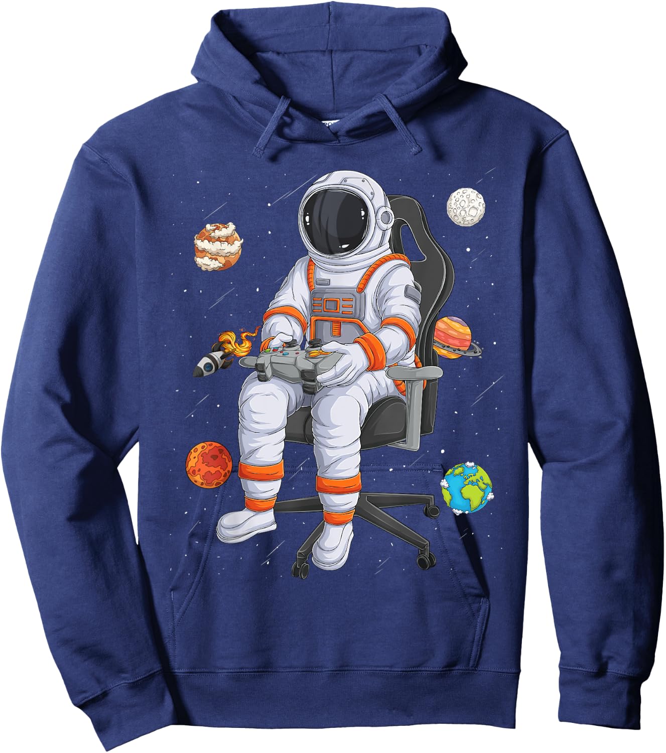 Astronaut Gamer Outer Space Men kids Gaming System Planets Hoodie - Hoodie | Navy