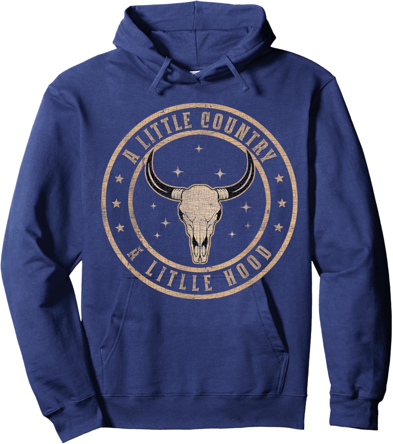 A Little Country A litlle Hood Vintage Bull Skull Western Hoodie - Hoodie | Navy