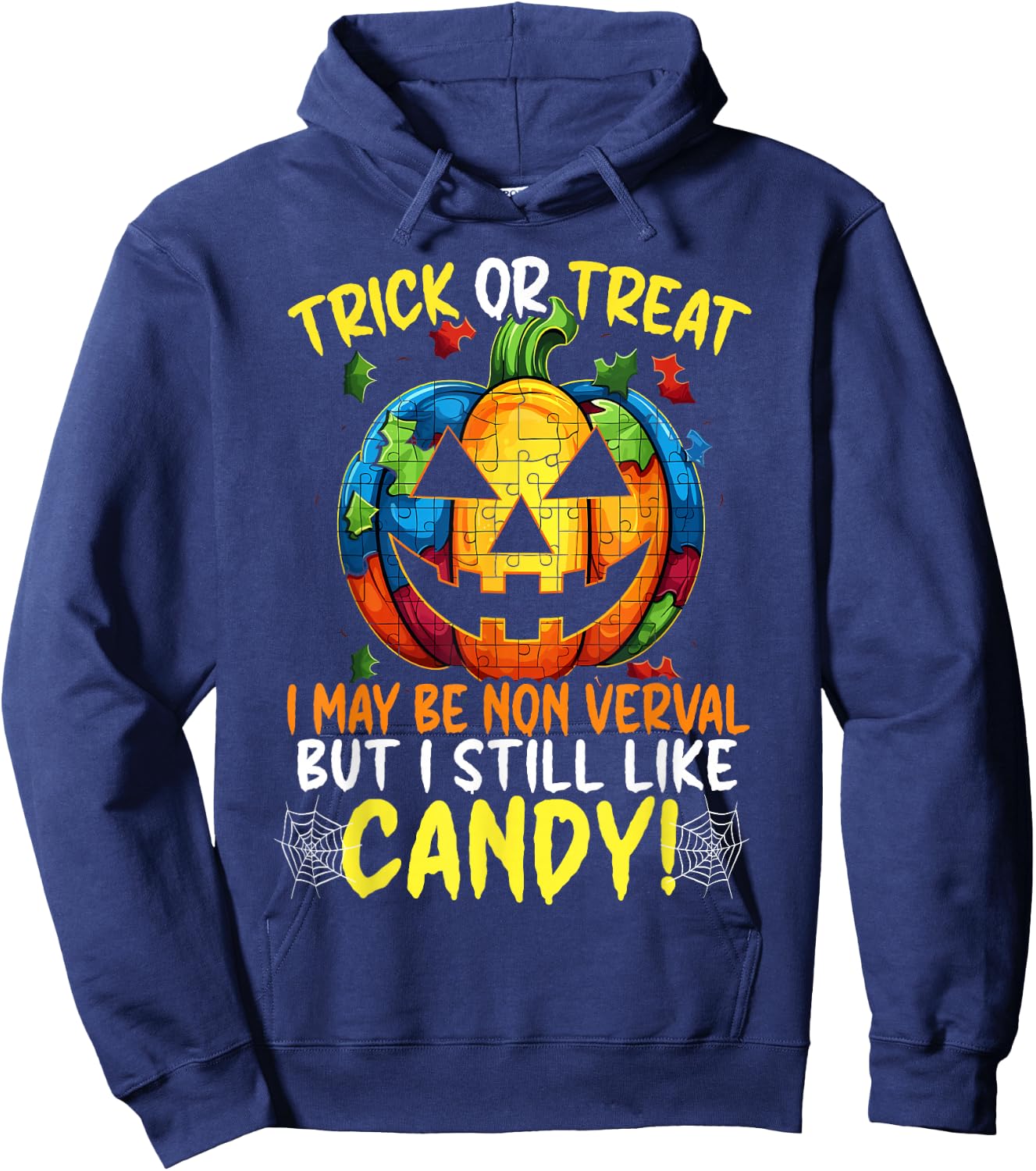 Autism Halloween Puzzle Trick Or Treat Autism Awareness Hoodie - Hoodie | Navy