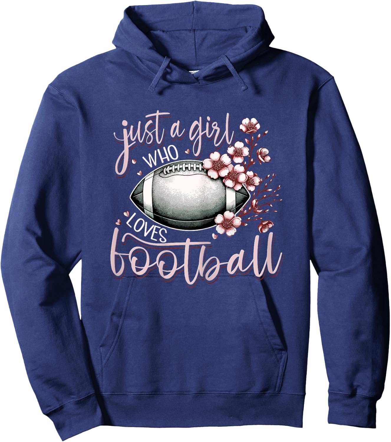 Just A Girl Who Loves Football Cherry Blossoms Women Hoodie - Hoodie | Navy