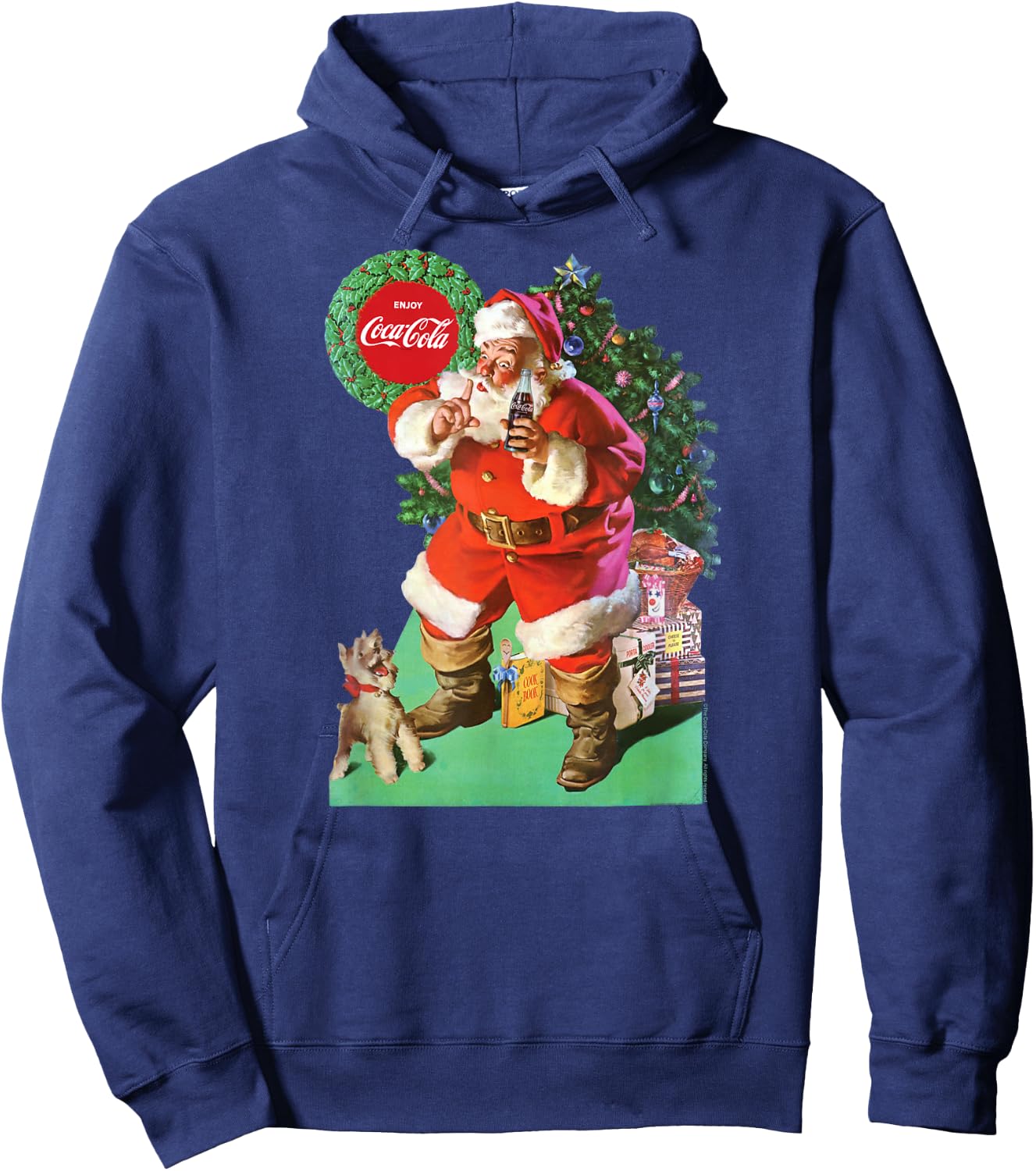 Coca-Cola - Vintage Santa With Dog Men Women Hoodie - Hoodie | Navy
