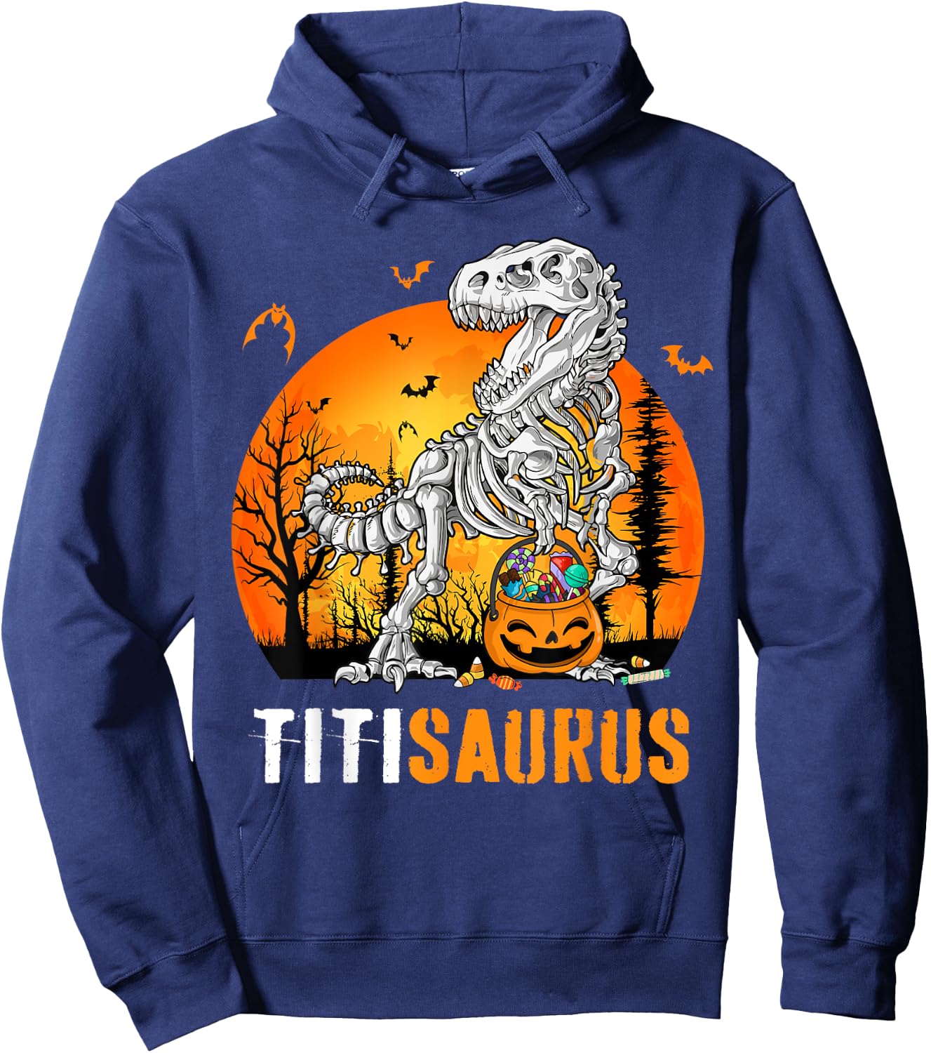 Titisaurus Dinosaur Skeleton Halloween Titi Saurus Hoodie - Hoodie | Navy
