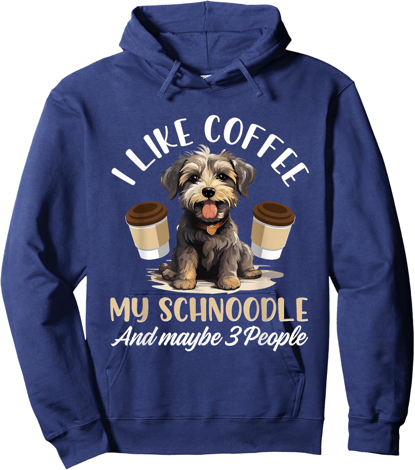 Schnoodle Snoodle Dog Breed Pet I like coffee my Schnoodle Hoodie - Hoodie | Navy