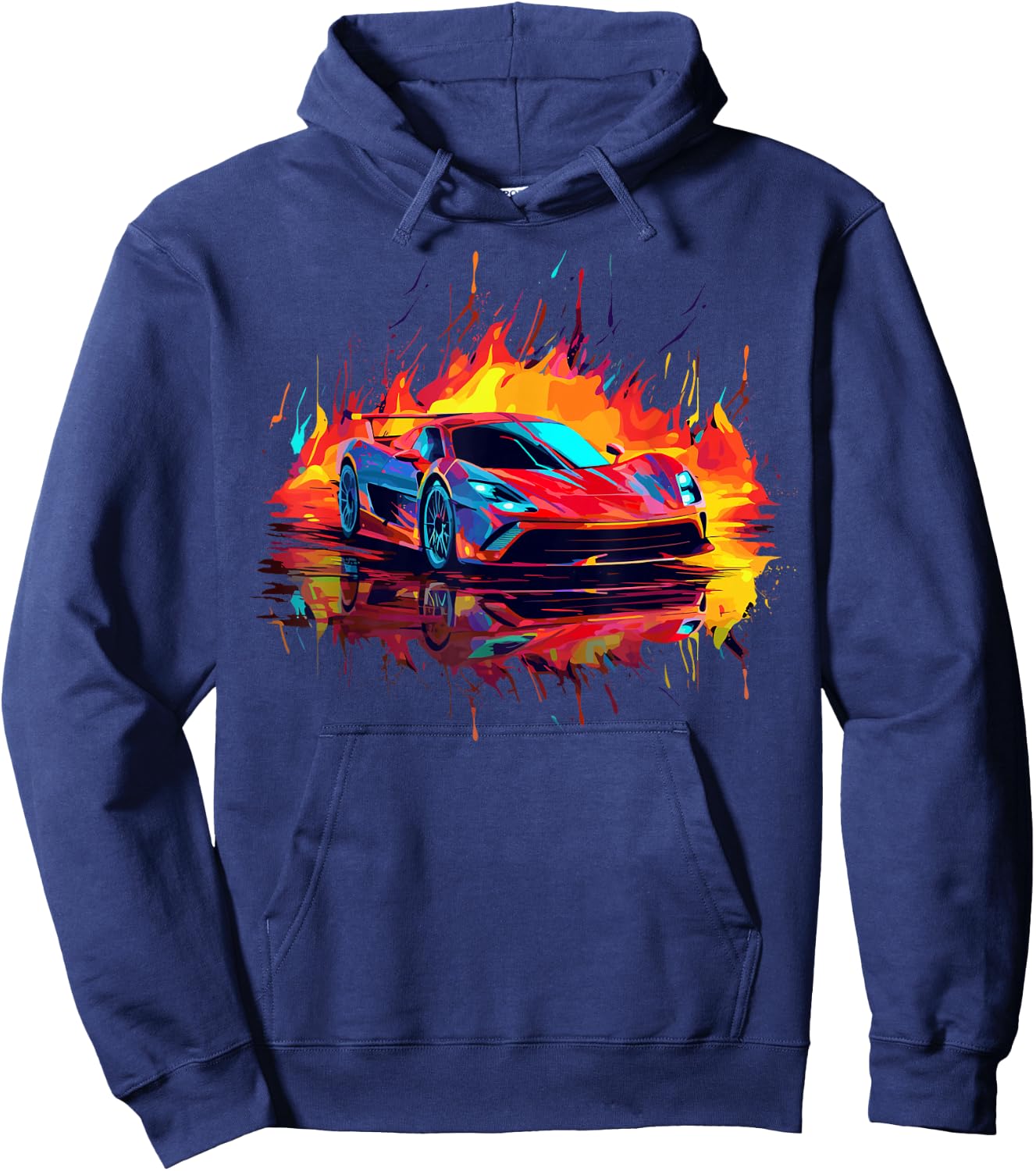 Supercar Exotic Sports Car Concept Poster Style Boys Graphic Hoodie - Hoodie | Navy