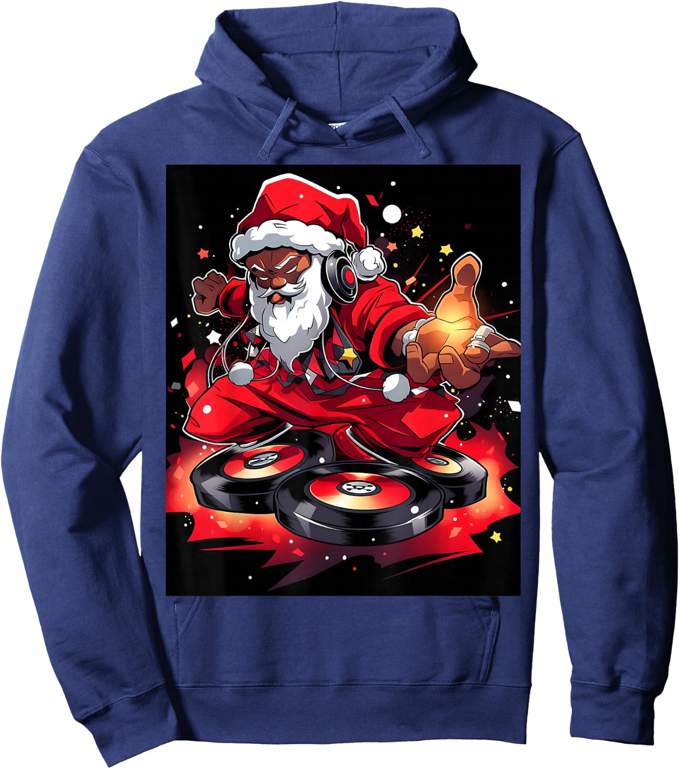 Hip Hop Santa Crew: Celebrate Christmas with Our Merry DJ Hoodie - Hoodie | Navy