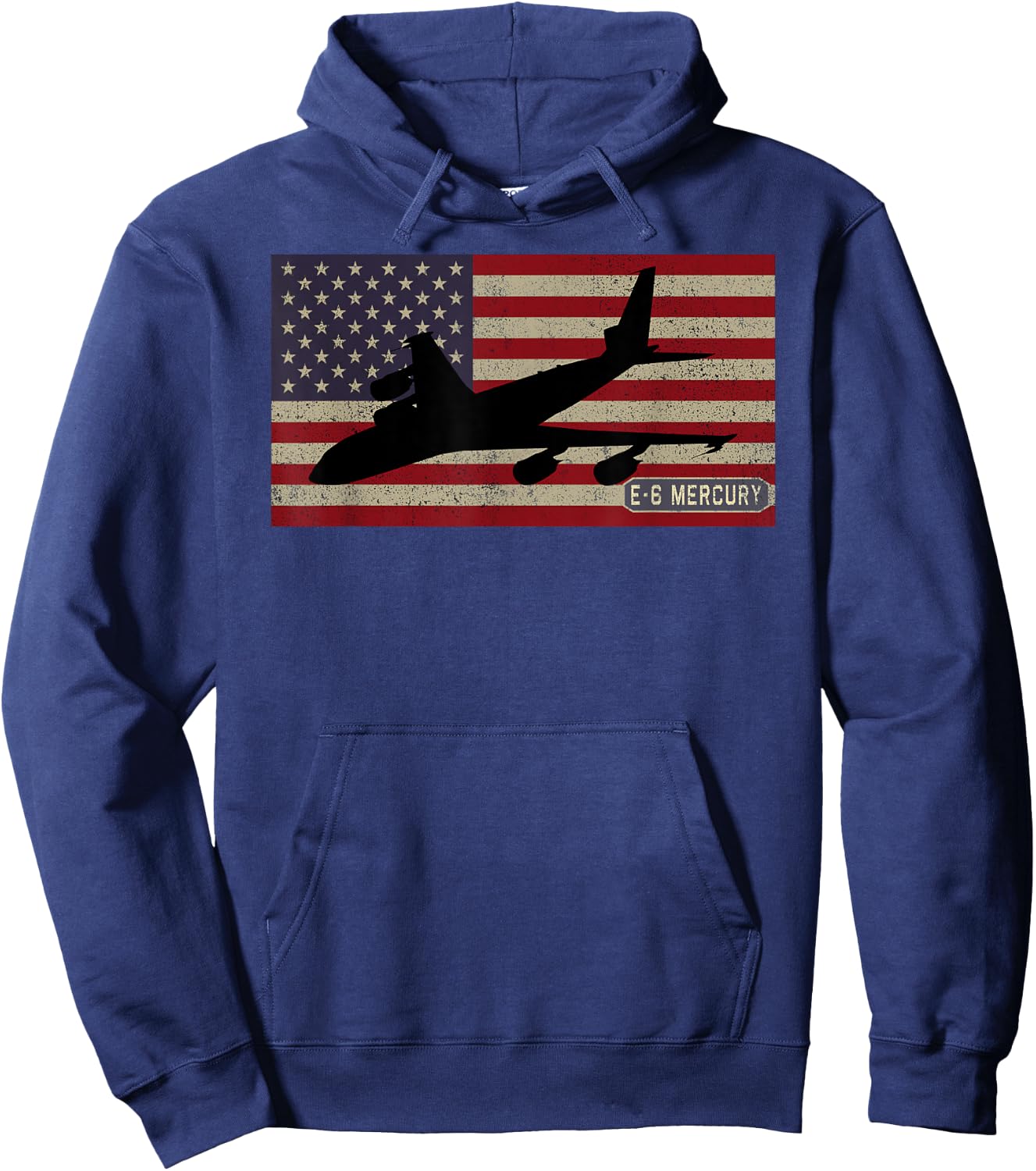 E-6 Mercury Plane Vintage American Flag Kids Men Hoodie - Hoodie | Navy