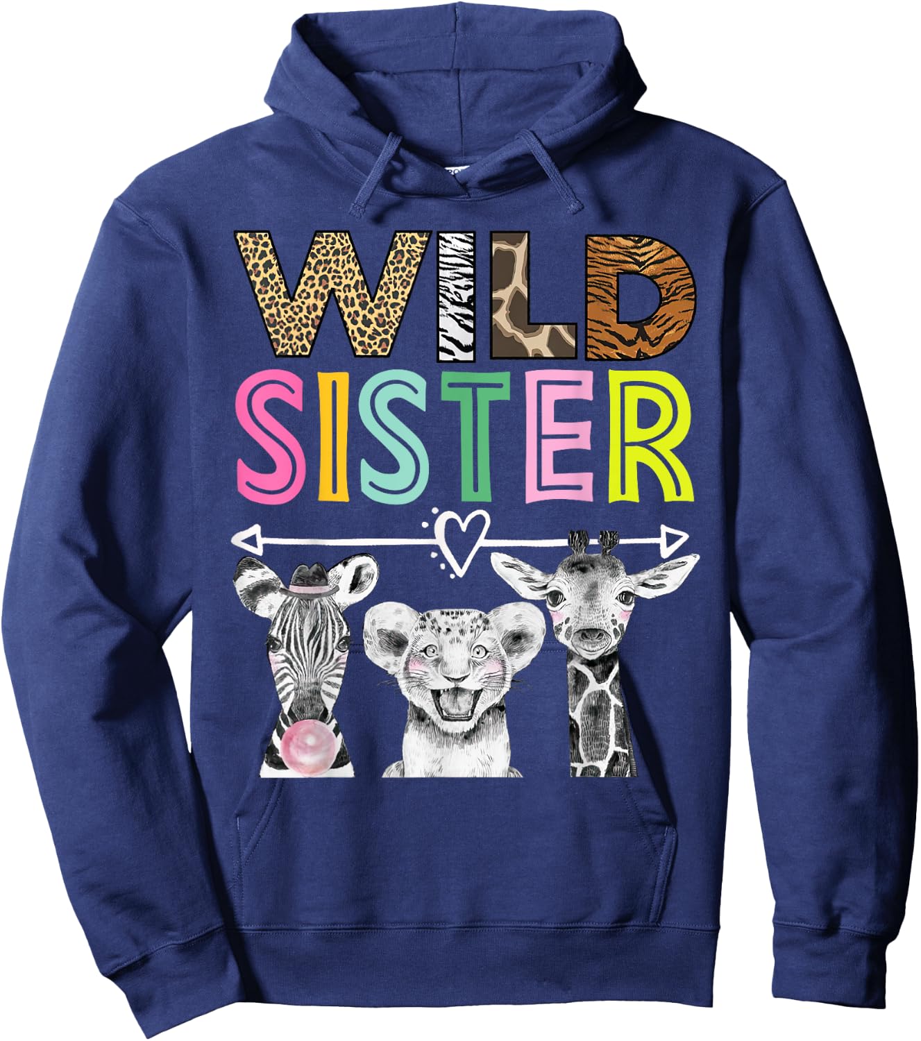 Wild Sister Zoo Theme Birthday Safari Jungle Matching Party Hoodie - Hoodie | Navy