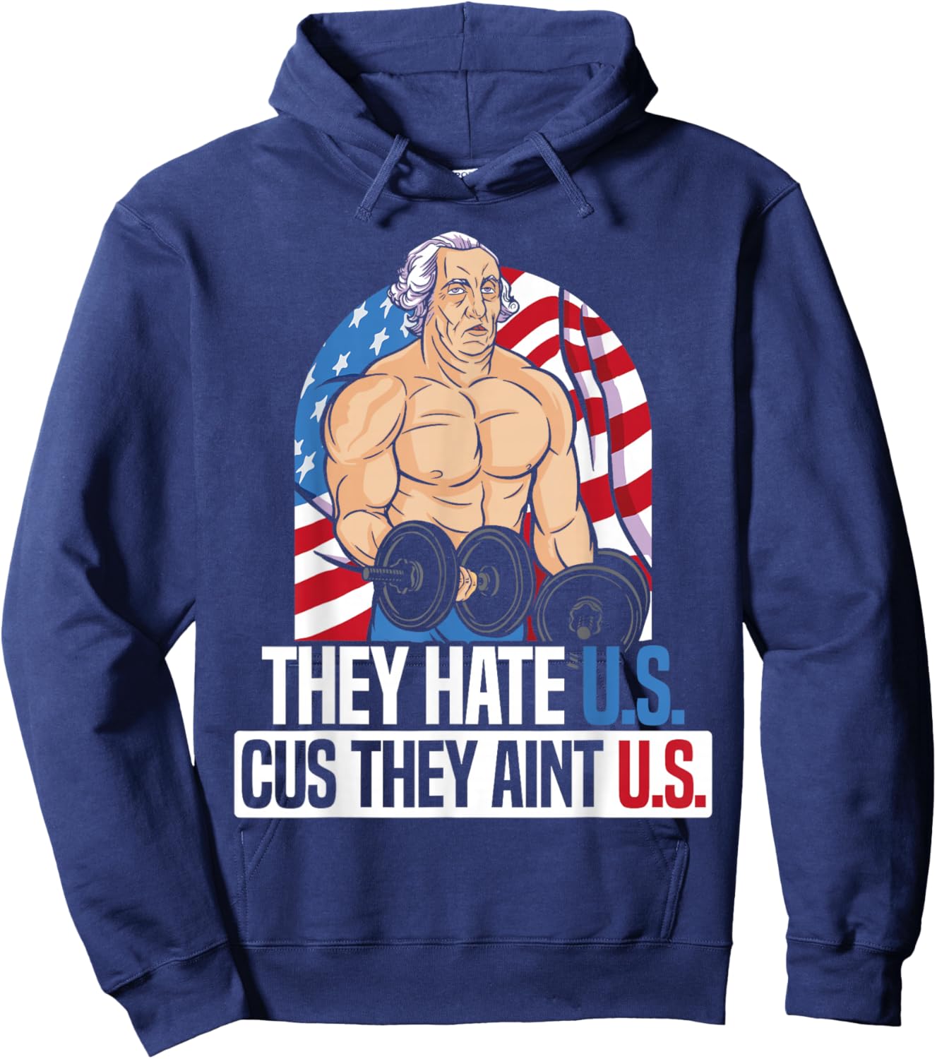 They Hate Us Cuz They Ain't Us America USA Flag 4th of July Hoodie - Hoodie | Navy