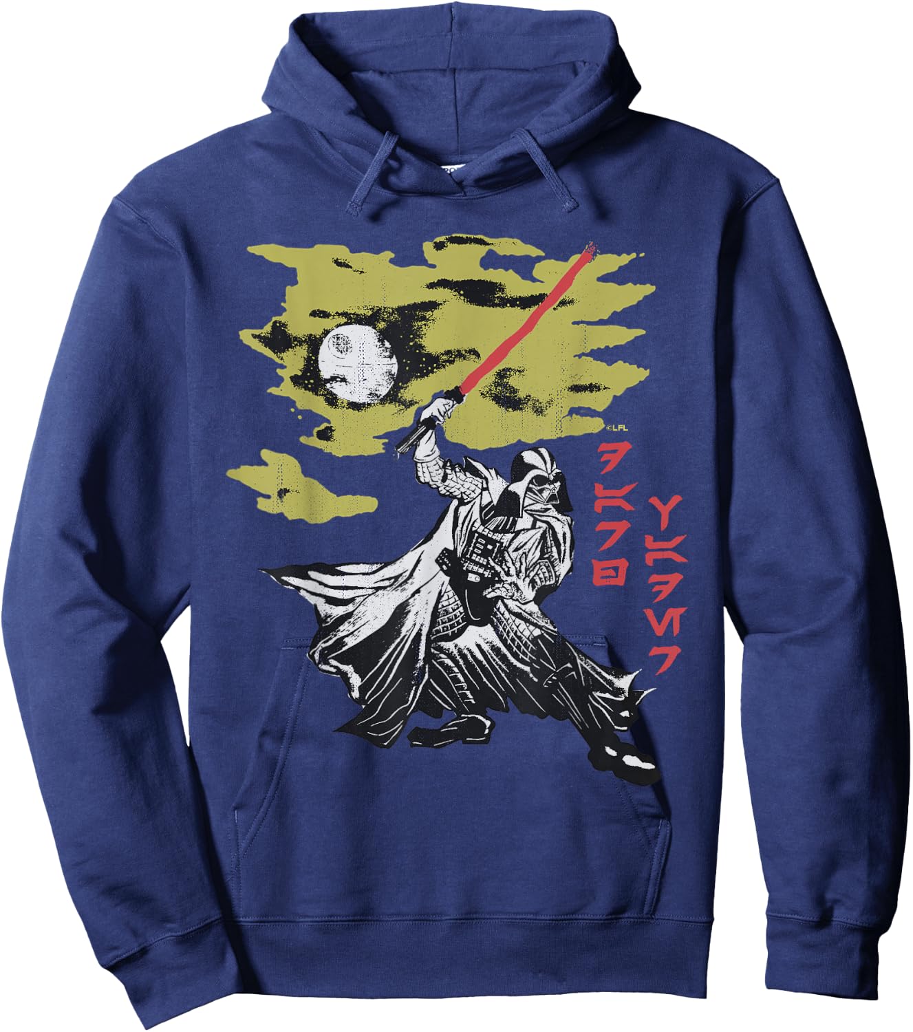 Star Wars Darth Vader Vintage Japanese Block Print Style Hoodie - Hoodie | Navy