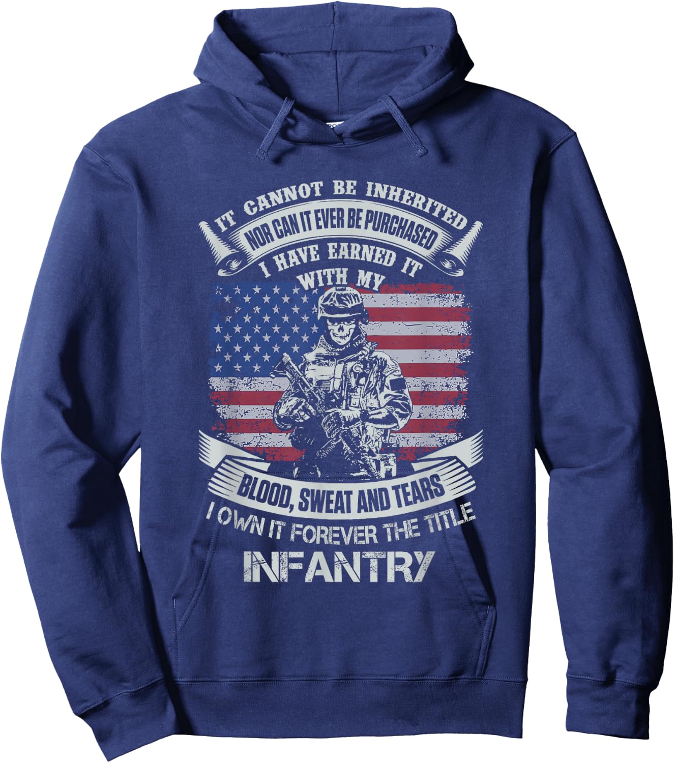 US Army Infantry Veteran Vet Gift -Adults Black Modern Letter Print Small Hoodie - Hoodie | Navy