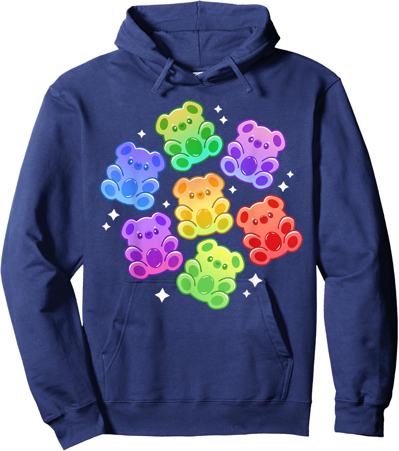 Aesthetic Kawaii Cute Rainbow Gummy Bear Hoodie - Hoodie | Navy