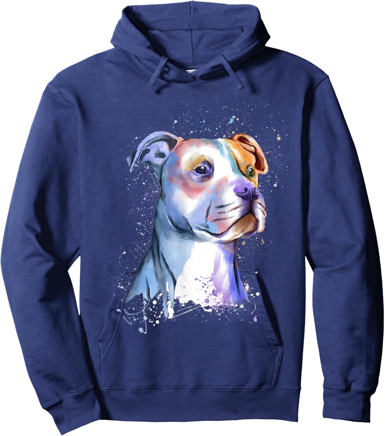 Colorful Pitbull Splash Artwork - Pet Breeder Dog Trainer Women Girls Kids Hoodie - Hoodie | Navy
