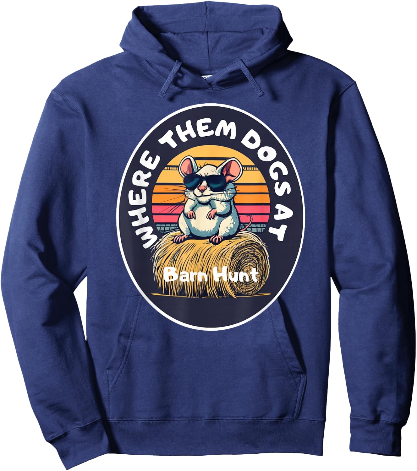 Funny Barn Hunt - cute rat with sunglasses looking for dogs Hoodie - Hoodie | Navy