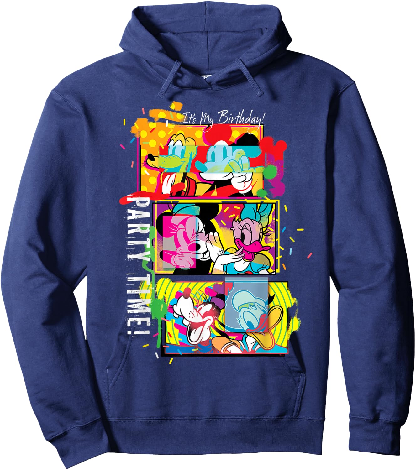 Disney Mickey & Pals Color Blast It’s My Birthday Party Time Hoodie - Hoodie | Navy