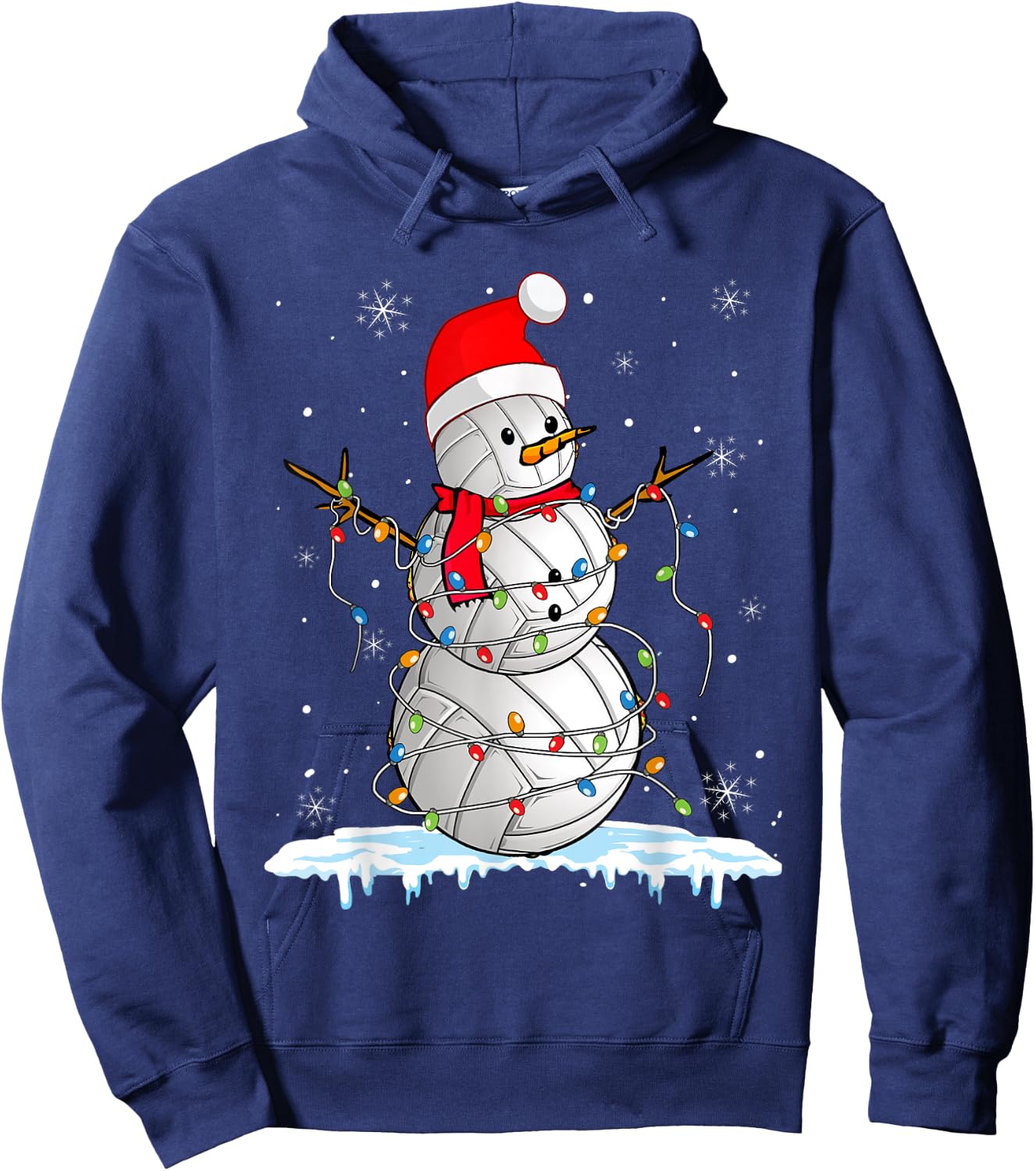 Snowmies Santa Lights Christmas Snowman Volleyball Pajamas Hoodie - Hoodie | Navy