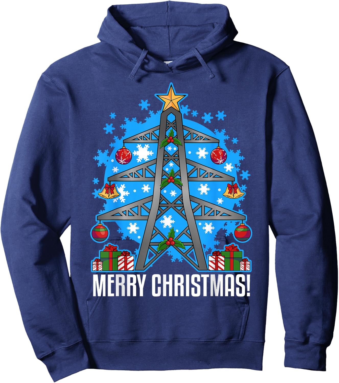Electrician Gifts Men Women Ugly Christmas Electrician Hoodie - Hoodie | Navy