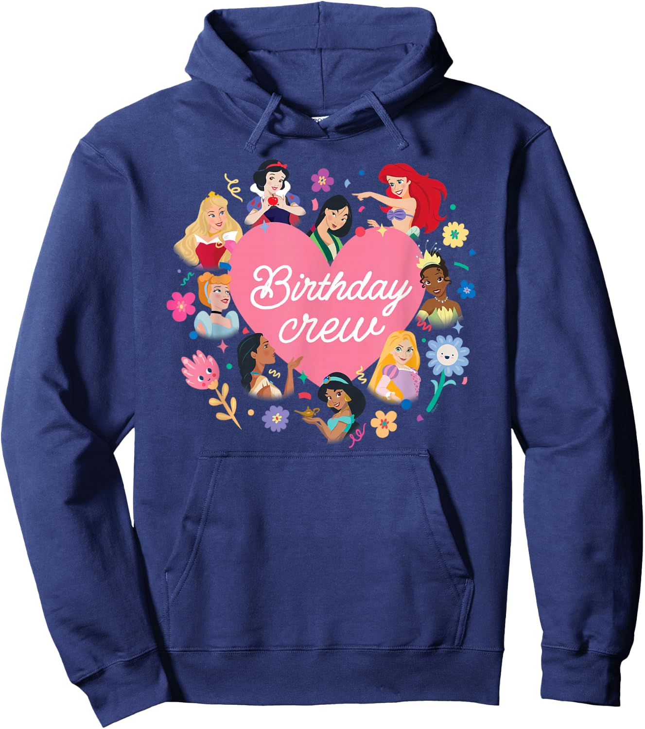 Disney Princess Heart Flowers Friends & Family Birthday Crew Hoodie - Hoodie | Navy