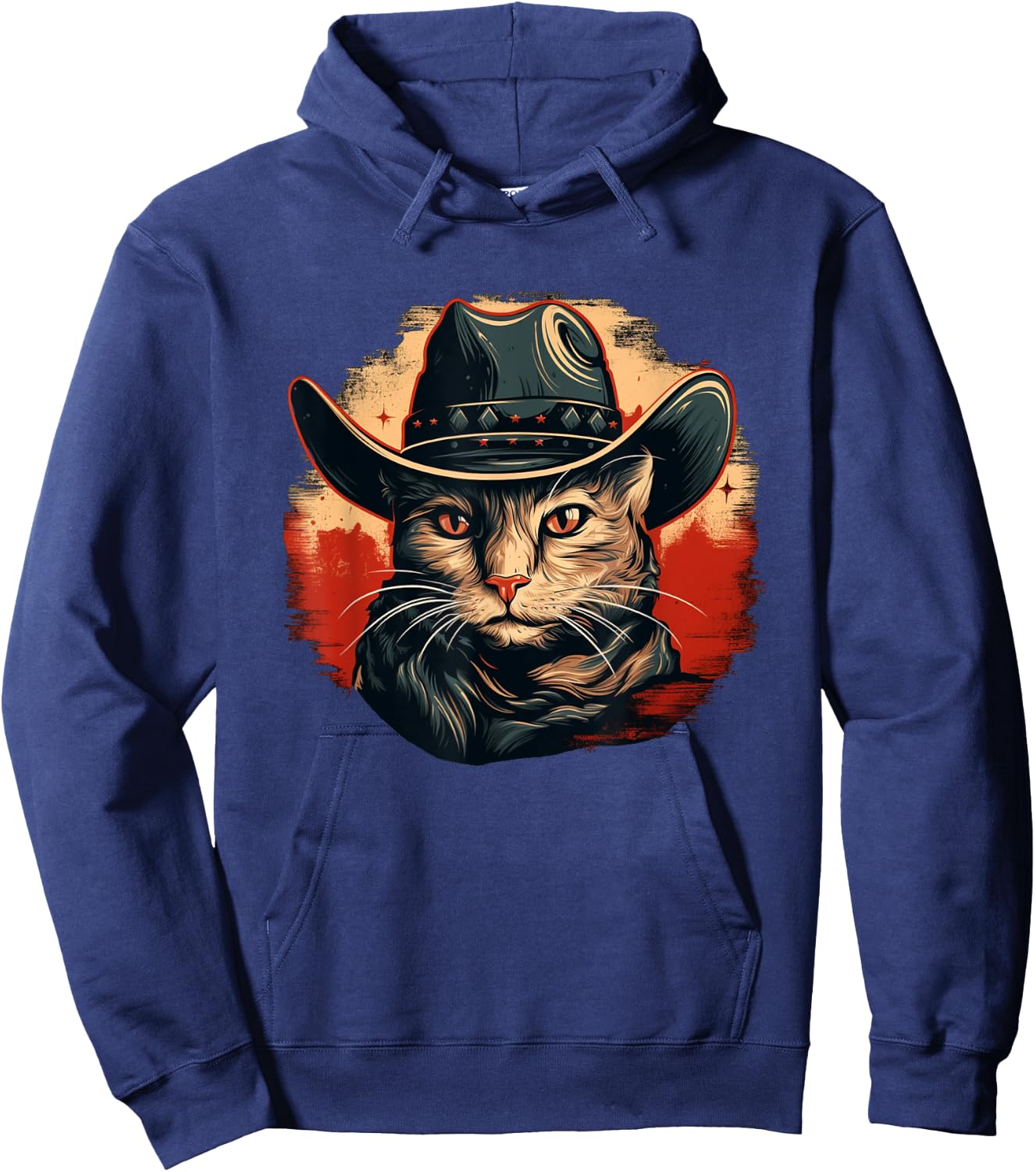 Cat with cool Cowboy Hat for Ranch and Rodeo Lovers Hoodie - Hoodie | Navy