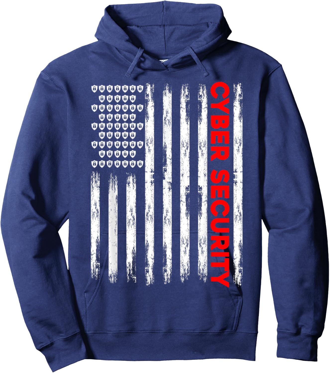 Cybersecurity Engineer IT Tech Cyber Security American Flag Women Men Hoodie - Hoodie | Navy