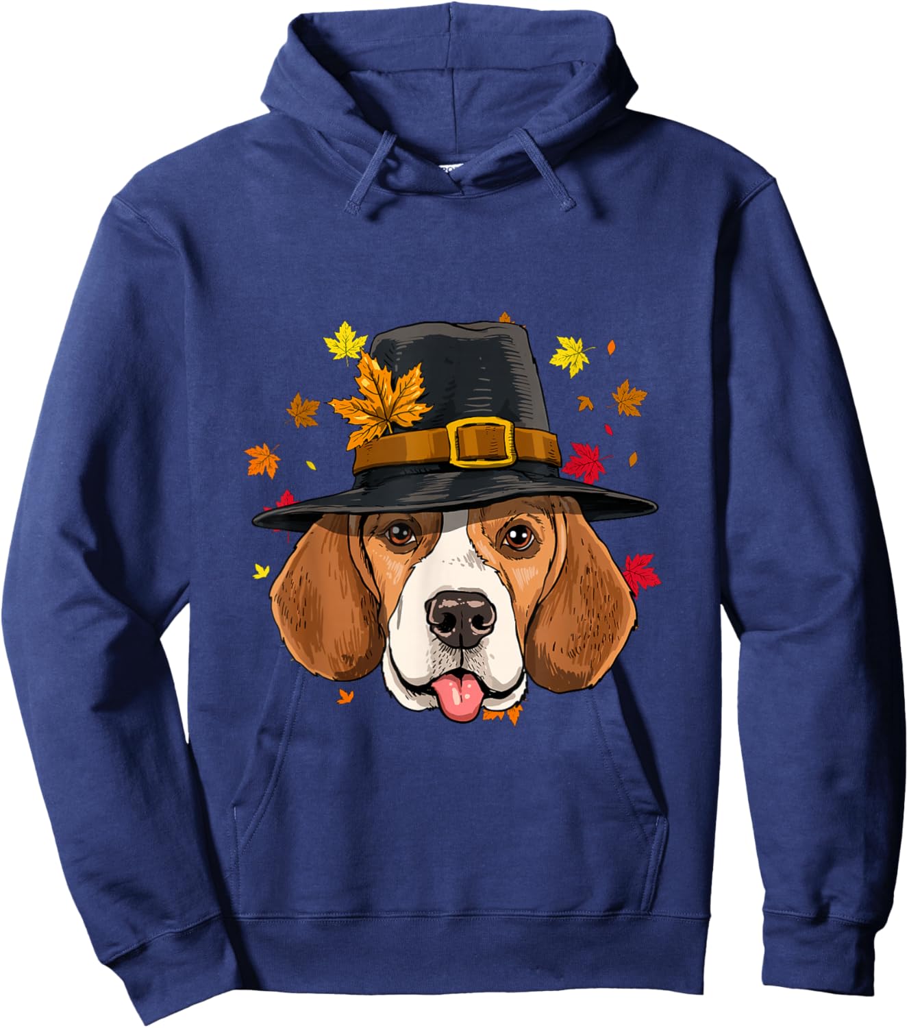 Beagle Thanksgiving Pilgrim Turkey Day Autumn Fall Dog Lover Hoodie - Hoodie | Navy