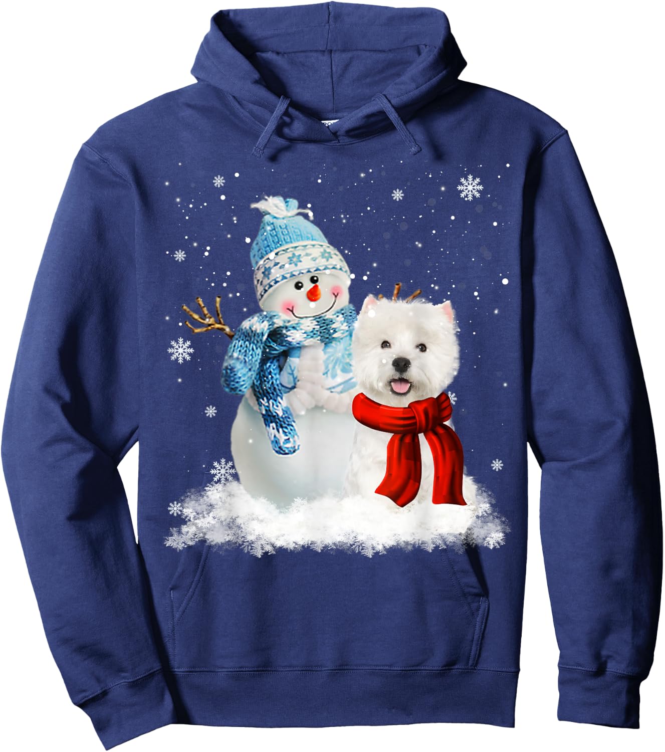 Funny Westie Dog Christmas Snowman Christmas Pajama Hoodie - Hoodie | Navy