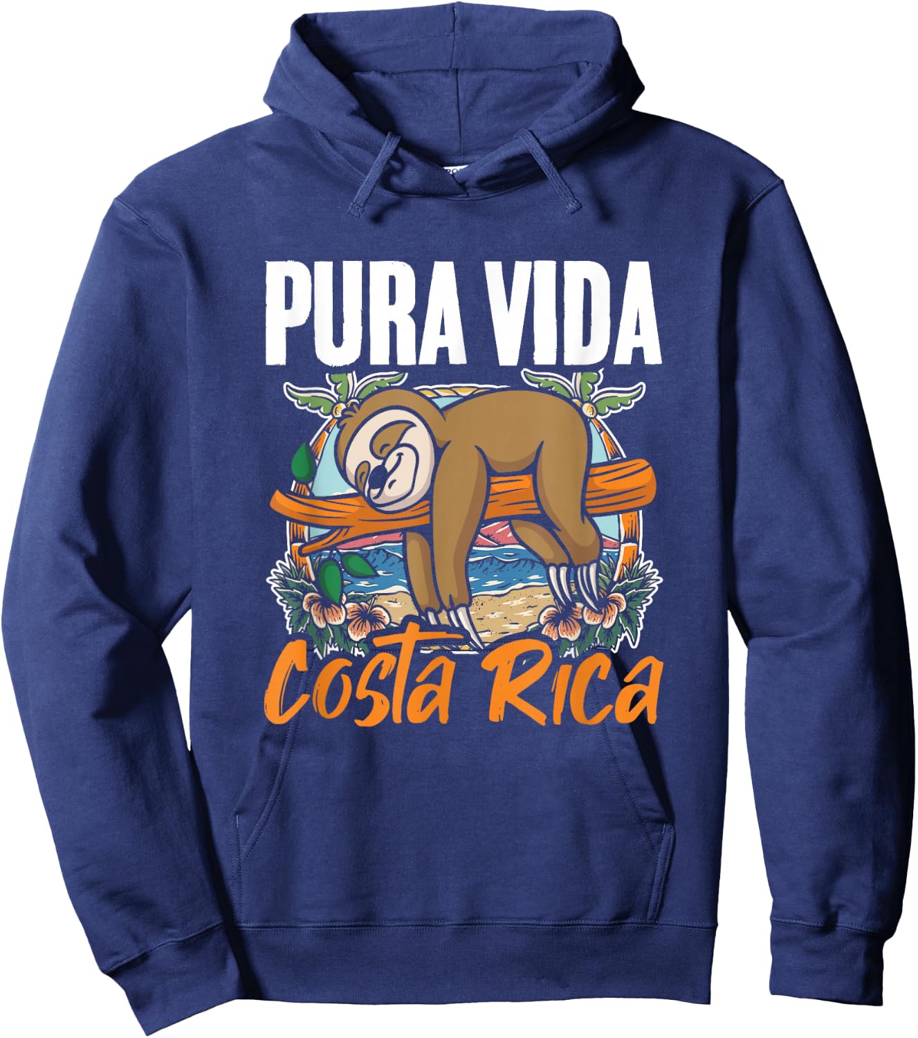 Sloth Beach Vacation Tropical Sloths Pura Vida Costa Rica Hoodie - Hoodie | Navy