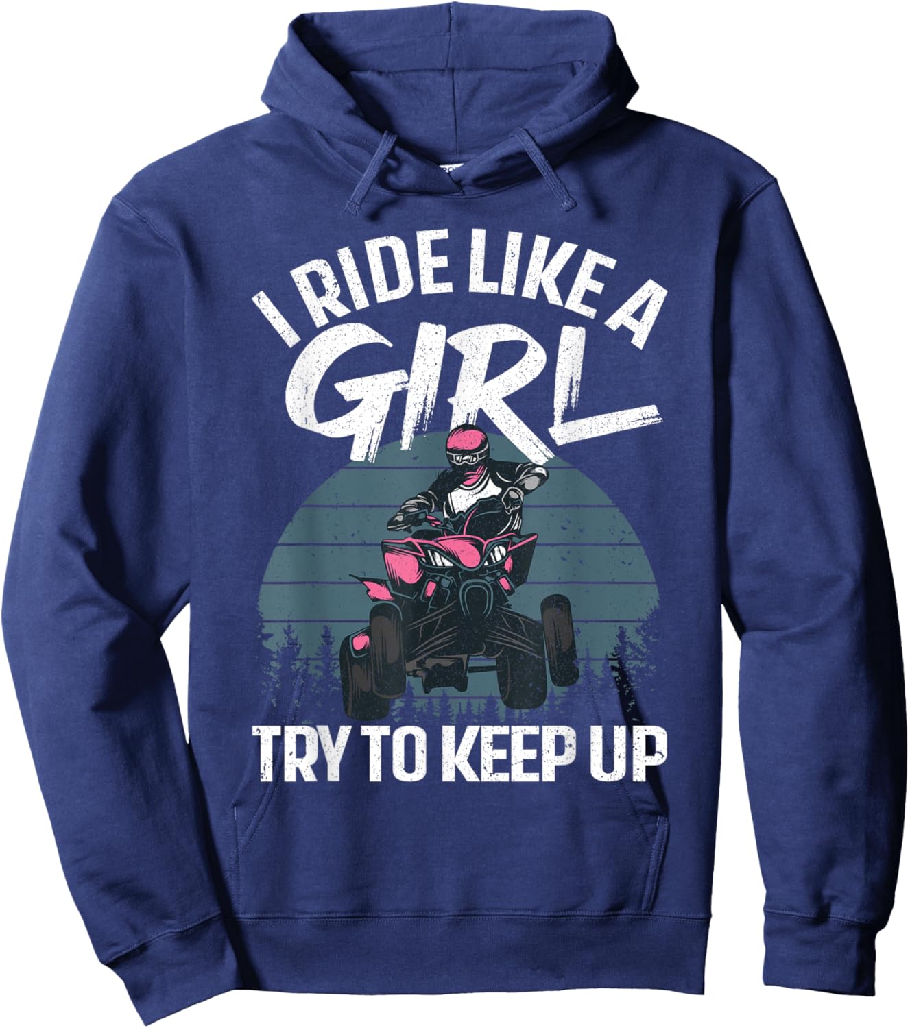 Funny ATV 4 Wheeler Design For Girls Kids Women Quad Riding Hoodie - Hoodie | Navy