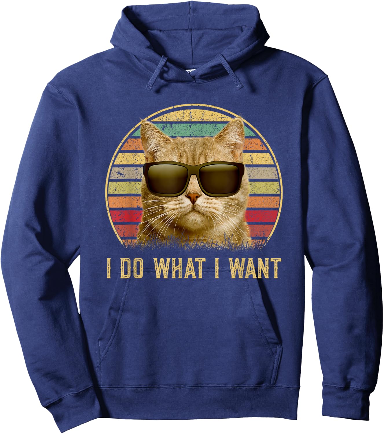 Retro 80s 90s Meowy I do what I want cat funny cat lover Hoodie - Hoodie | Navy