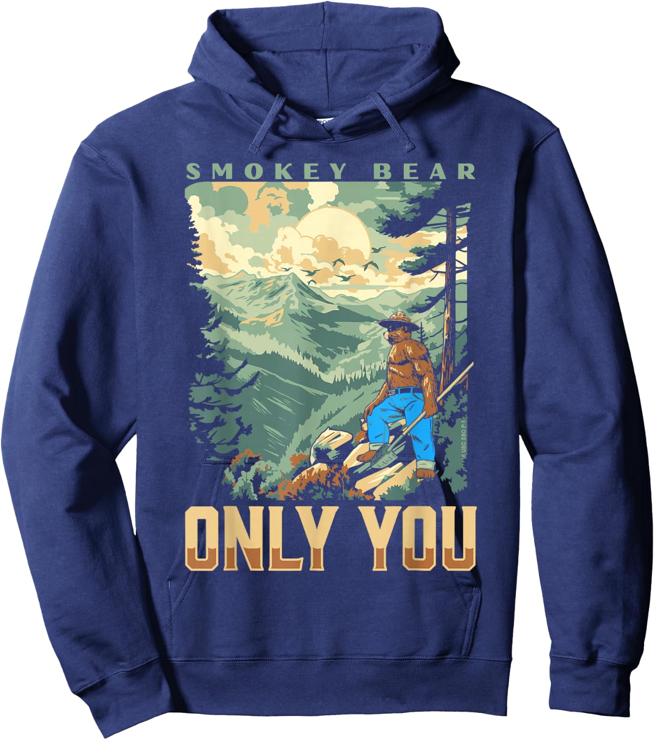 Smokey Bear Only You Vintage WPA Style Mountains Art Scene Hoodie - Hoodie | Navy
