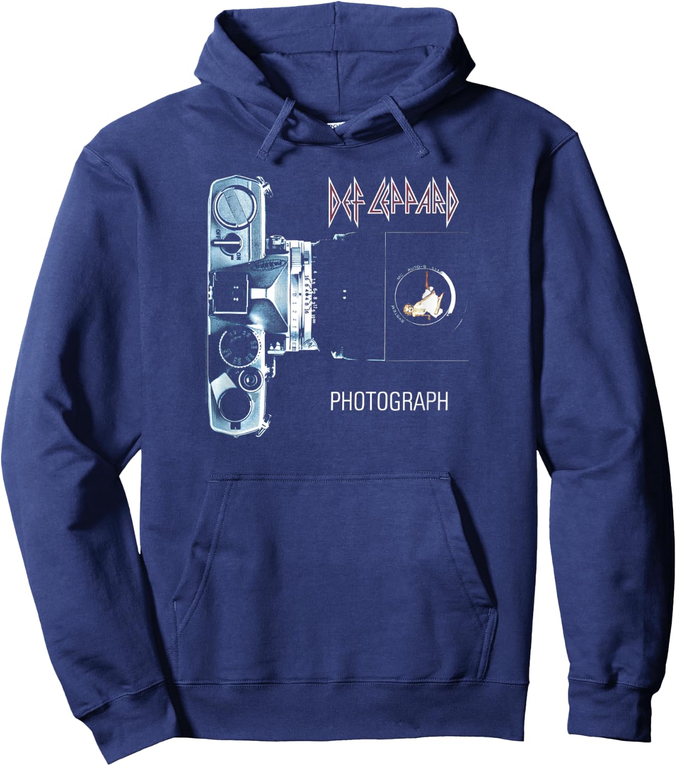 Def Leppard Official Photograph - -Adults, Black, Small, Short Sleeve Hoodie - Hoodie | Navy