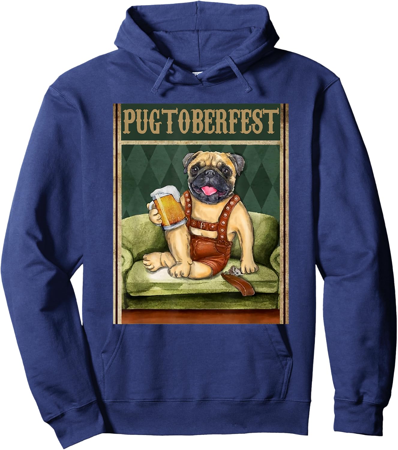 Pugtoberfest Beer Festival Beer Drinker Oktoberfest Pug Hoodie - Hoodie | Navy