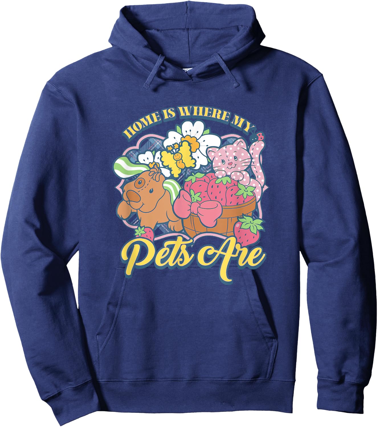 Strawberry Shortcake Home Is Where My Pets Are Vintage Cute Hoodie - Hoodie | Navy