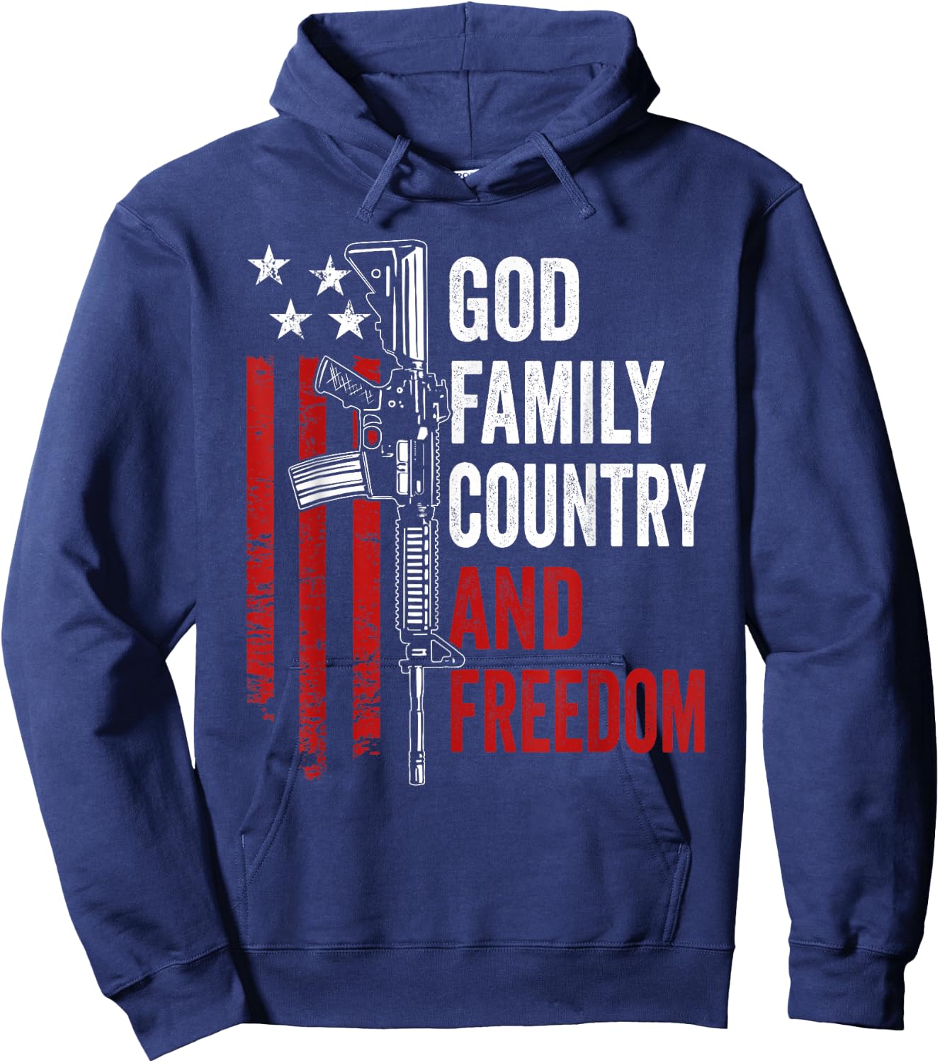 God Family Country Freedom - Pro Gun 2nd Amendment AR15 Hoodie - Hoodie | Navy
