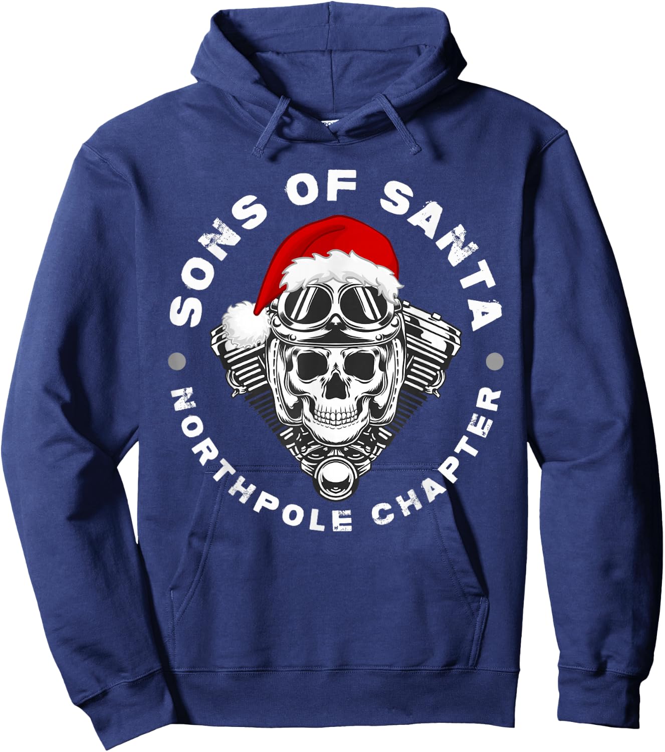 Funny Santa Biker Motorcycle Xmas Christmas 2025 Hoodie - Hoodie | Navy