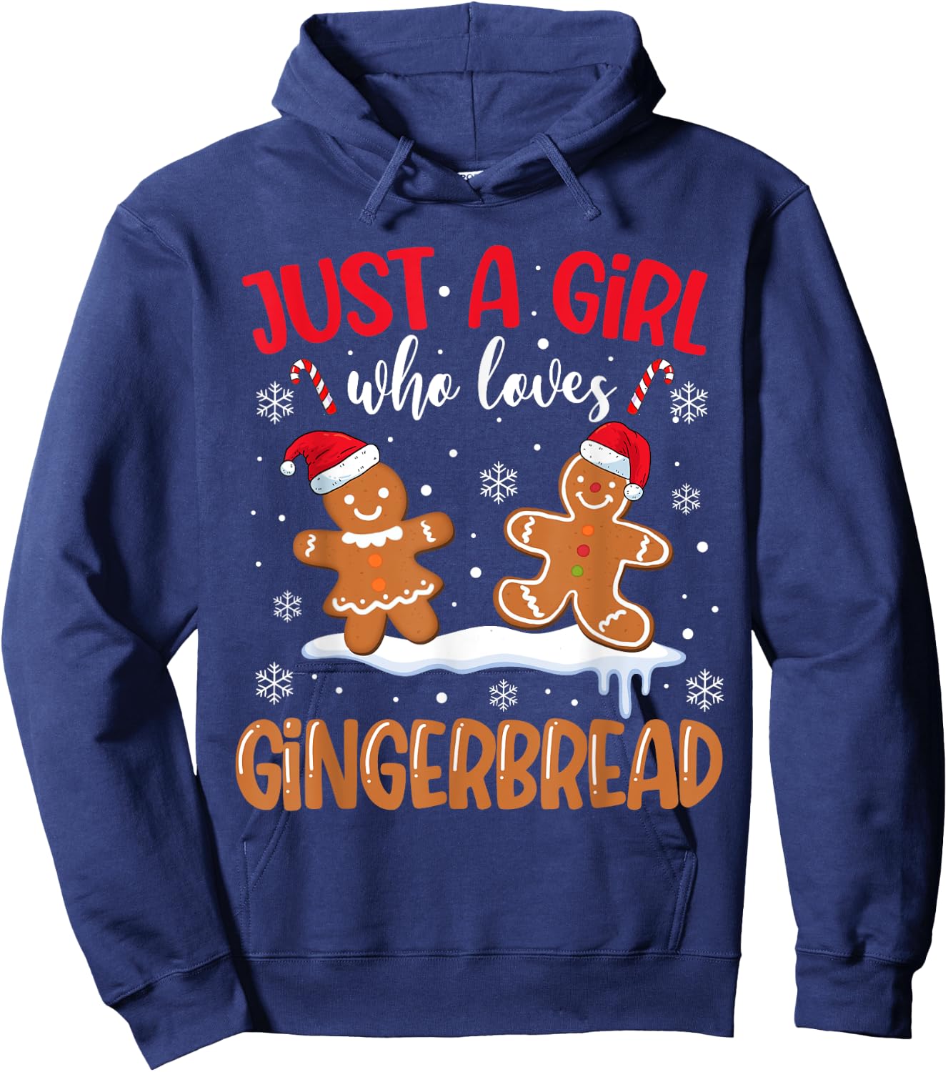 Just A Girl Who Loves Gingerbread Man Christmas Xmas Pajamas Hoodie - Hoodie | Navy