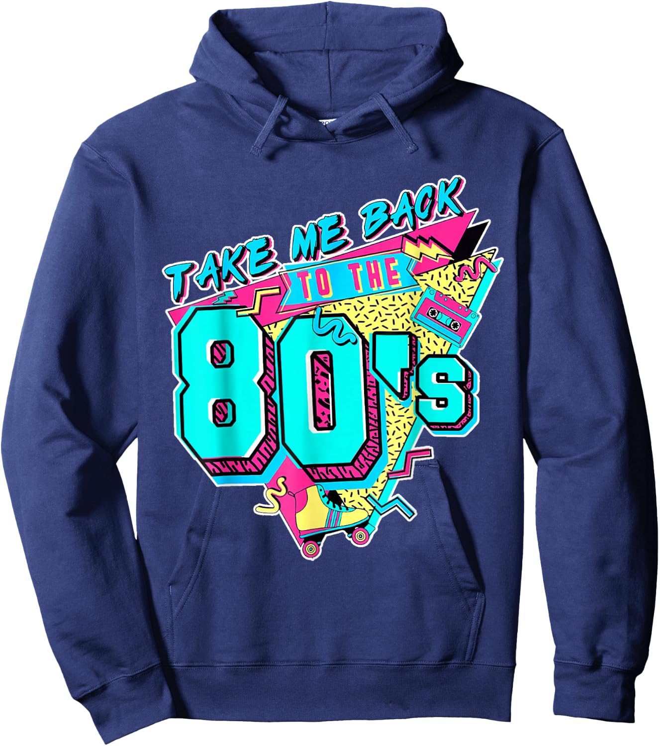 Take Me Back to The 80s Retro Revival Vintage 80's Hoodie - Hoodie | Navy