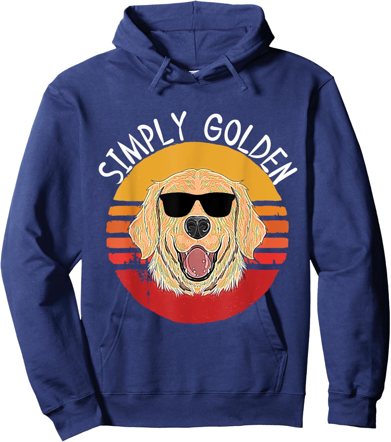 Retro White English Cream Golden Retriever Simply Golden Hoodie - Hoodie | Navy