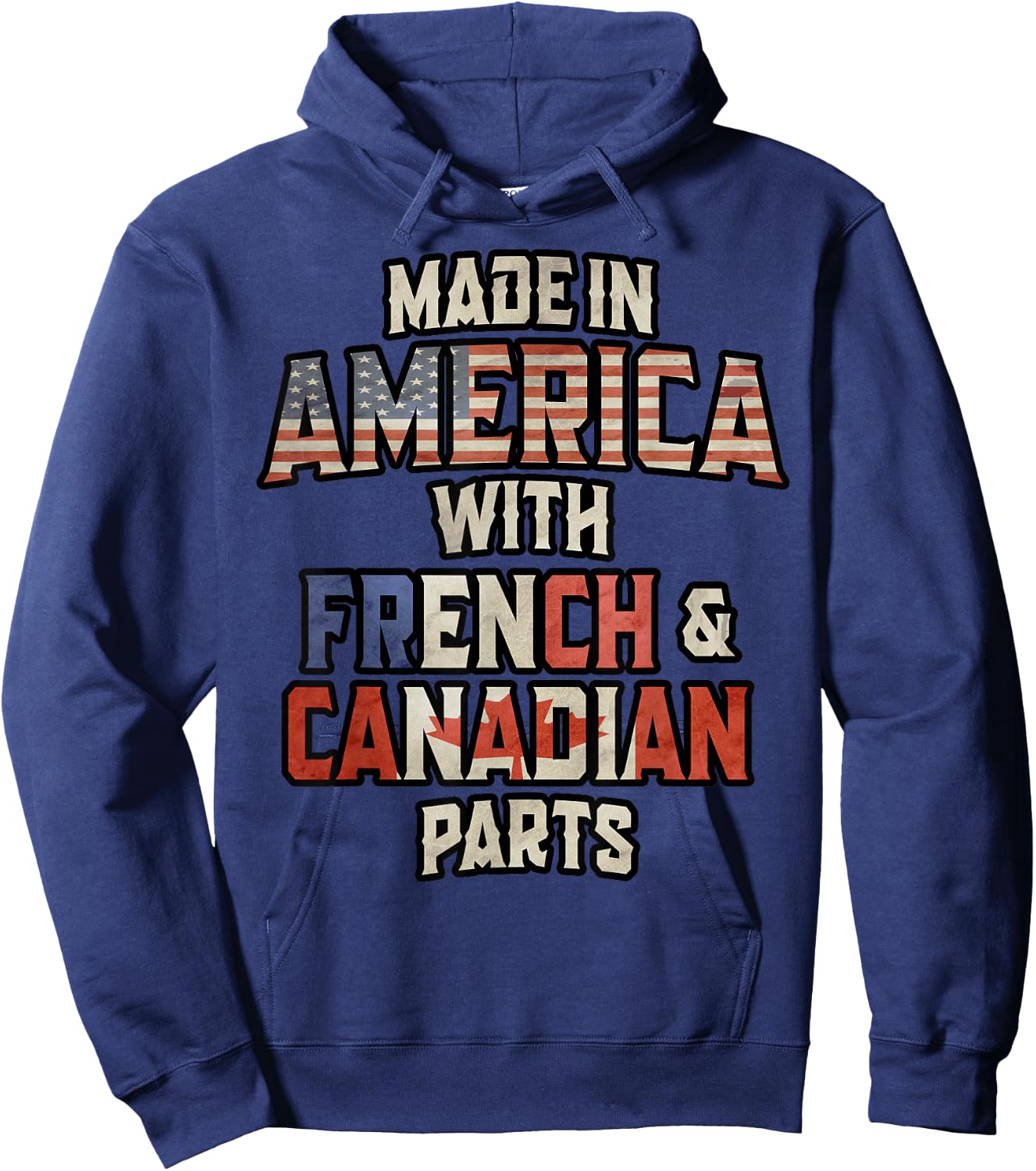 Canadian And French Made In America Mix Heritage Vintage Hoodie - Hoodie | Navy