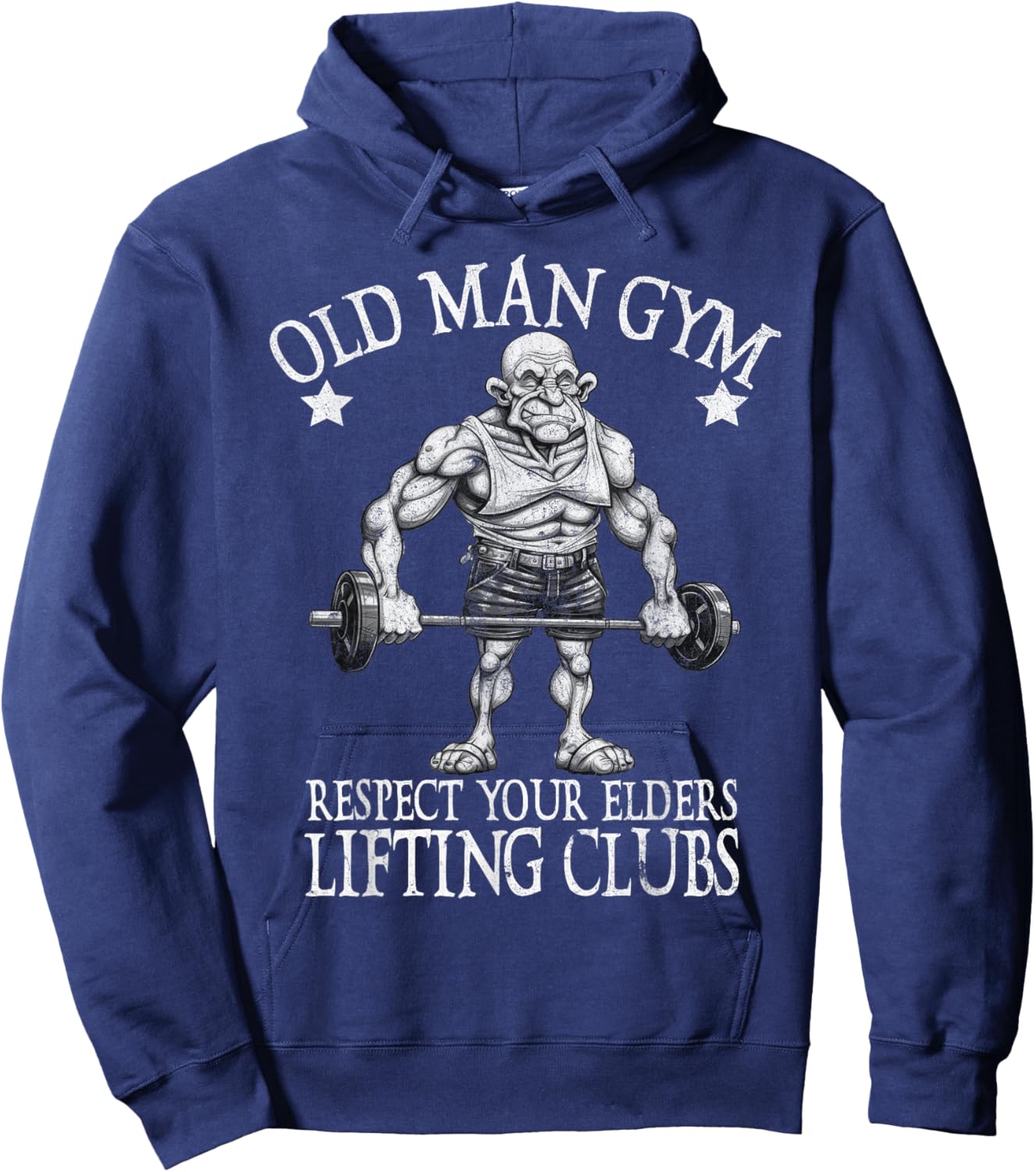 Old Man Gym Respect Your Elders Funny Workout Bodybuilding Hoodie - Hoodie | Navy