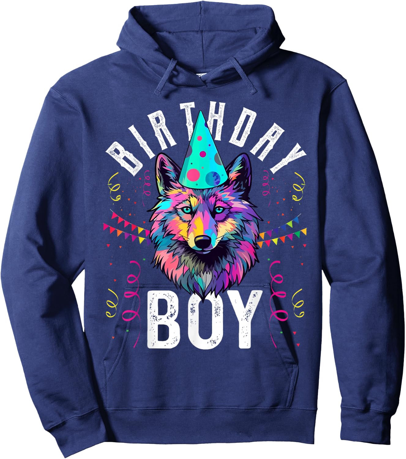 Birthday Boy WOLF Shirt Cute WOLF T Shirt for Birthday Wolve Hoodie - Hoodie | Navy