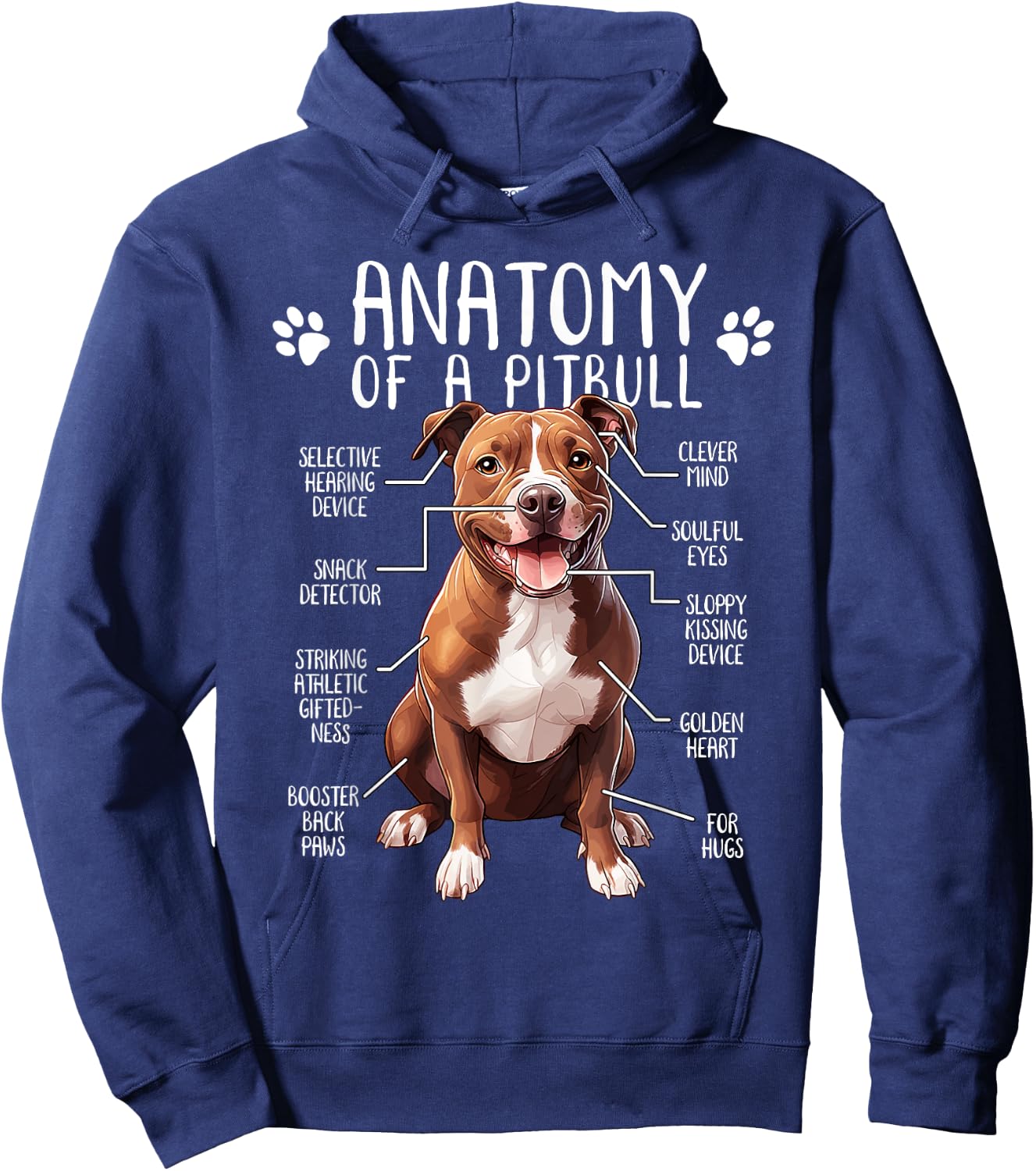 Funny Anatomy Pitbull Dog Cute Pittie Lover Pit Bull Owner Men Women Girls Kids Hoodie - Hoodie | Navy