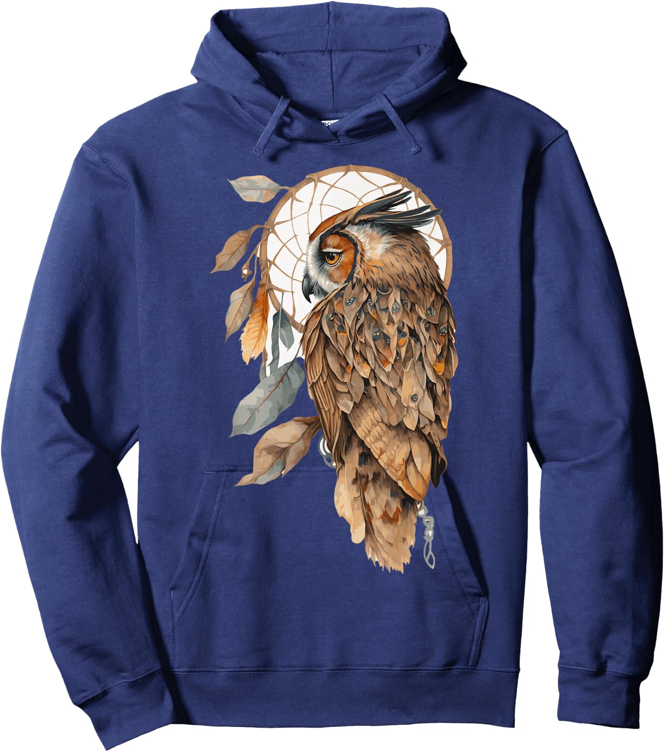 Owl Tribal Watercolor Owl Dream Catcher Hoodie - Hoodie | Navy