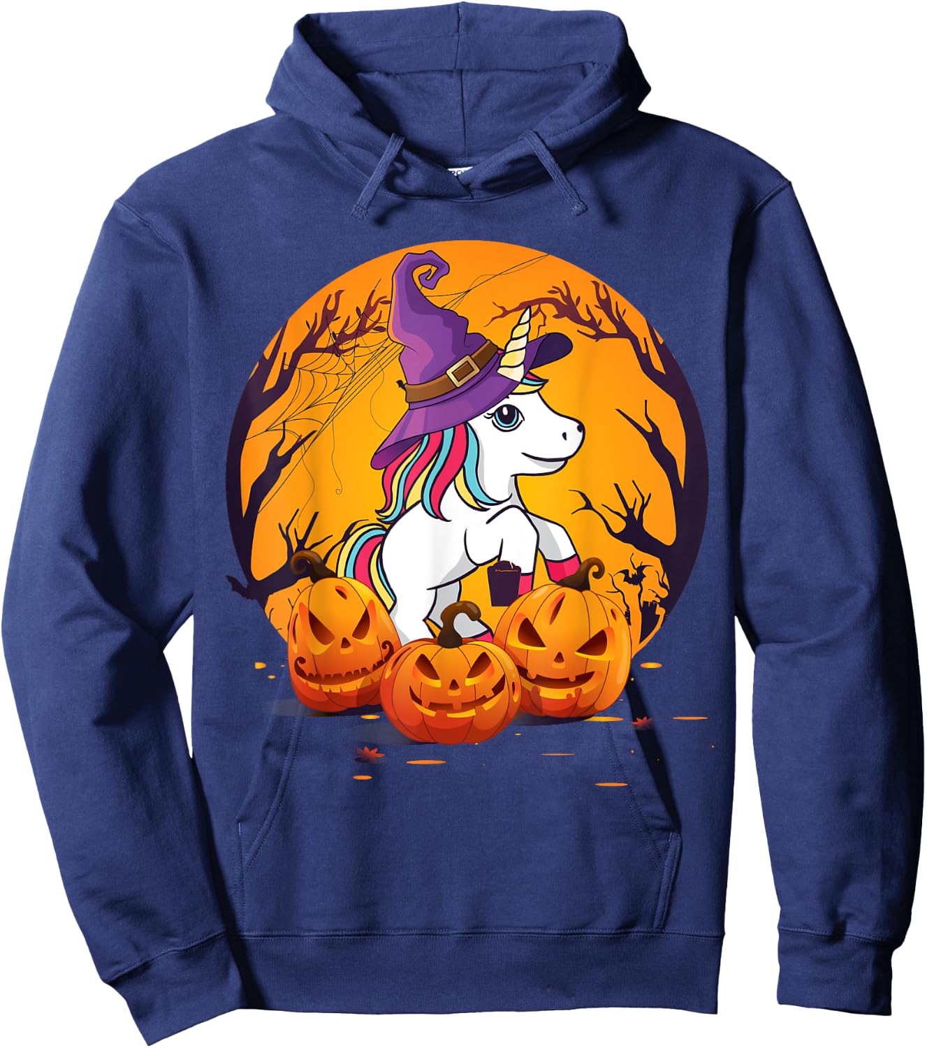 Fun Halloween Shirt Girls Kids Witchy Unicorn Halloween Hoodie - Hoodie | Navy