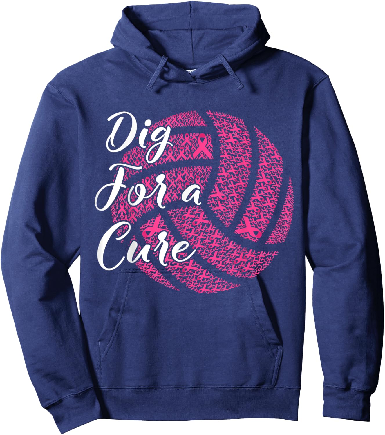 Dig For A Cure Breast Cancer Awareness Volleyball Pink Hoodie - Hoodie | Navy