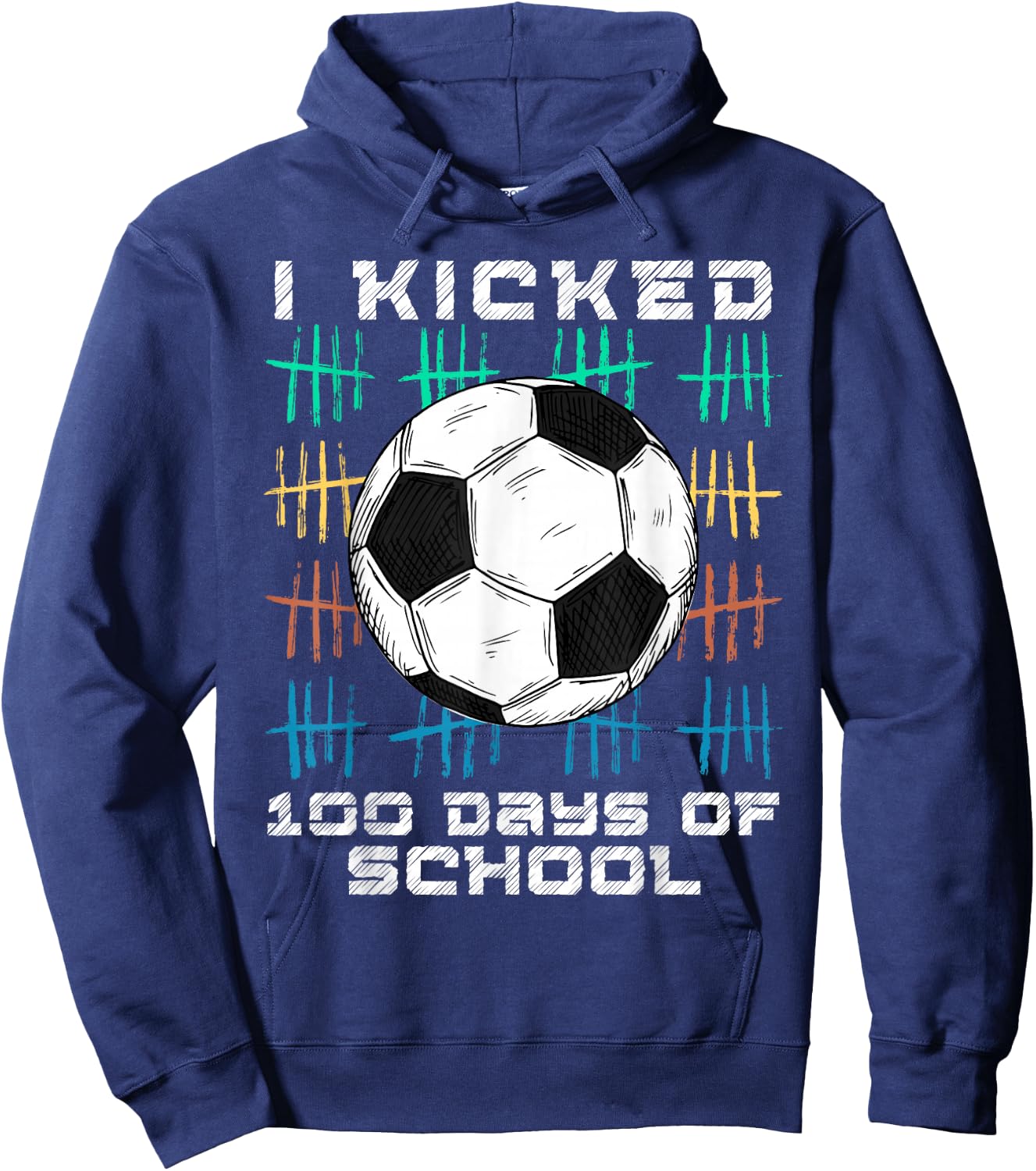 I Kicked 100 Days Of School 100th Day Smarter Soccer Boys Hoodie - Hoodie | Navy