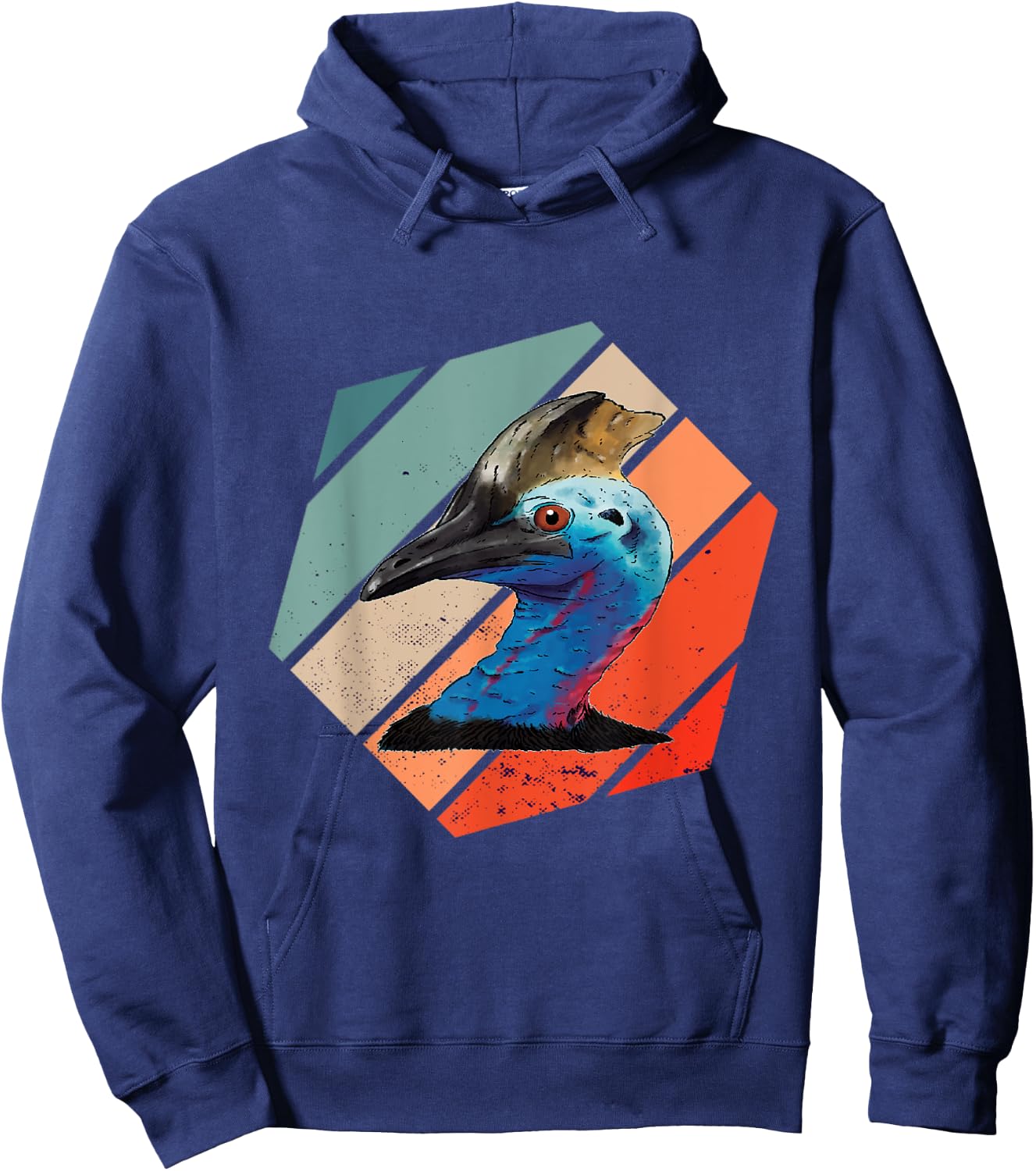 Cassowary Dino Bird Cassowary Bird Casque Hexa Vintage Retro Hoodie - Hoodie | Navy