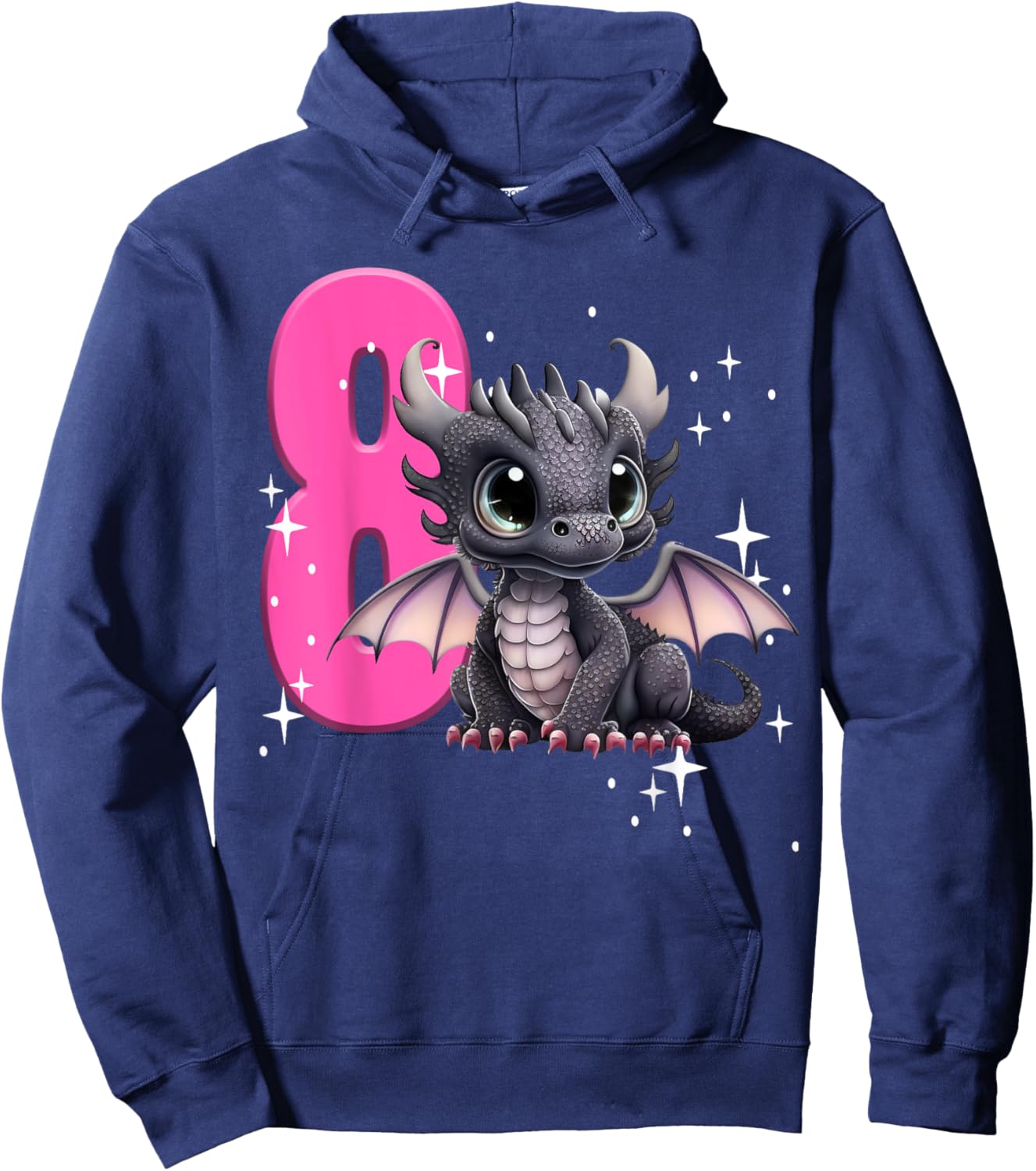 8th Birthday Shirt Dragon Party Birthday Girl Pink 8 Eight Hoodie - Hoodie | Navy